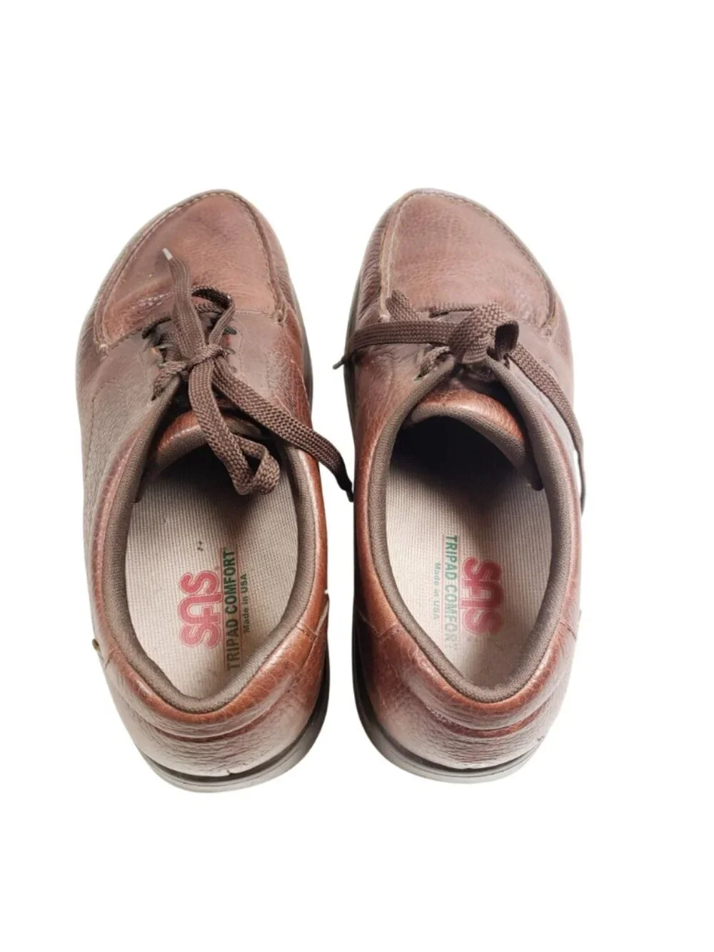 SAS Mens Size 11W Brown Leather Comfort Shoes TriPad Sole Lace-Up Casual